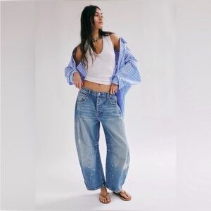 Free People good luck mid rise barrel jeans- 100 years size 27 NWT RETAILS $98